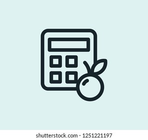 Calorie calculator icon line isolated on clean background. Calorie calculator icon concept drawing icon line in modern style. Vector illustration for your web mobile logo app UI design.