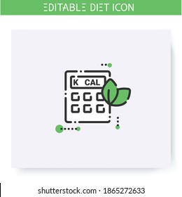 Calorie Calculator Line Icon. Calorie Count. Serving Size. Diet. Weight Loss. Portion Control. Healthy Eating. Dietary Nutrition. Isolated Vector Illustration. Editable Stroke 