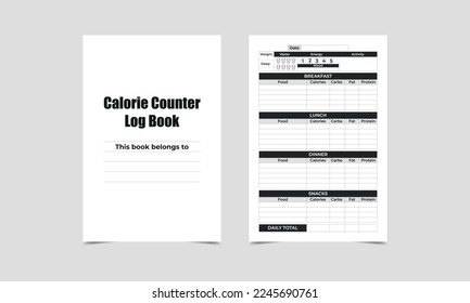 Calorie Counter Log Book Daily Calories Log Book | NoteBook Printable Template