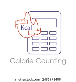 Calorie Counting Icon with editable stroke.