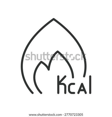 Calorie flame icon in line design. calorie, kcal, energy, burn, fitness, diet, metabolism on white background vector. calorie editable stroke icon