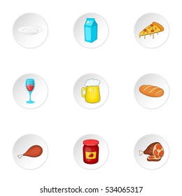 Calorie food icons set. Cartoon illustration of 9 calorie food vector icons for web