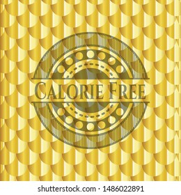 Calorie Free golden badge or emblem. Scales pattern. Vector Illustration. Detailed.