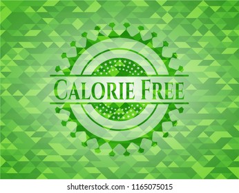 Calorie Free green emblem with mosaic ecological style background