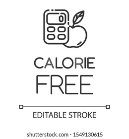 Calorie free linear icon. Low calories snacks for weight loss. Product free ingredient. Nutritious fruits. Thin line illustration. Contour symbol. Vector isolated outline drawing. Editable stroke