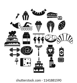 Calorie icons set. Simple set of 25 calorie vector icons for web isolated on white background