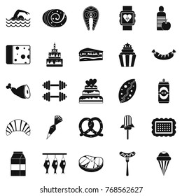 Calorie icons set. Simple set of 25 calorie vector icons for web isolated on white background