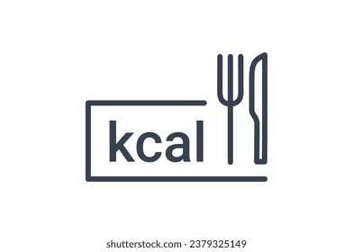 Calorie nutrition value high control knife fork icon. Calorie counter food fitness label vector icon