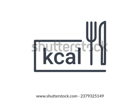 Calorie nutrition value high control knife fork icon. Calorie counter food fitness label vector icon