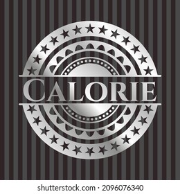 Calorie silvery shiny emblem. Vector Illustration. Mosaic. 