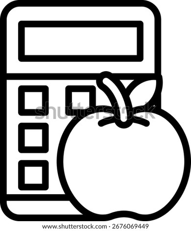 Calorie Tracker icon, Black And White Outline Icon Vector.