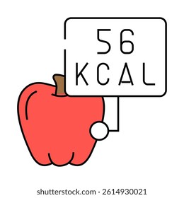 calories apple line icon vector. calories apple sign. isolated symbol illustration