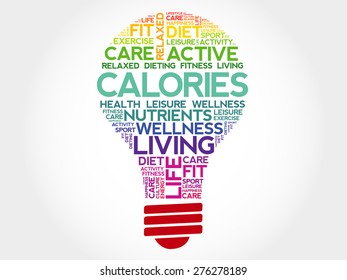 CALORIES bulb word cloud, health concept
