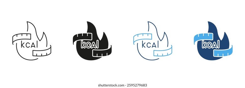 Calories Burn Line and Silhouette Icon. Physical Exercise and Weight Management Activity. Fitness Tracking Outline and Solid Icon. Editable Stroke. Isolated Vector Illustration.