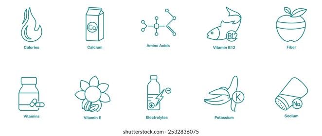 Calorias, Cálcio, Aminoácido, Vitamina B12, Fibra, Vitaminas, Vitamina E, Eletrólitos, Potássio, Sódio: Calorias, Cálcio, Aminoácido, Vitamina B12, Fibra, Vitaminas, Vitamina E, Eletrólitos, Potássio