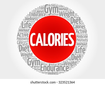 CALORIES circle stamp word cloud, fitness, sport, health concept