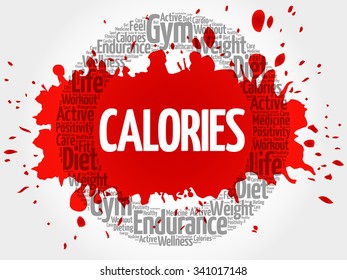 CALORIES circle stamp word cloud, fitness, sport, health concept