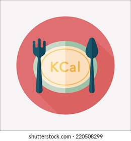 calories diet flat icon with long shadow,eps10