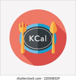 calories diet flat icon with long shadow,eps10