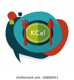 calories diet flat icon with long shadow,eps10