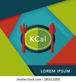 calories diet flat icon with long shadow,eps10