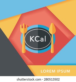 calories diet flat icon with long shadow,eps10