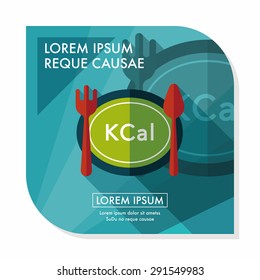 calories diet flat icon with long shadow,eps10