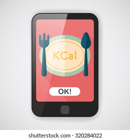 calories diet flat icon with long shadow,eps10