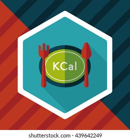 calories diet flat icon with long shadow,eps10