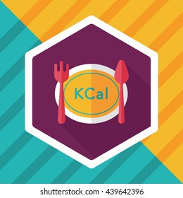 calories diet flat icon with long shadow,eps10