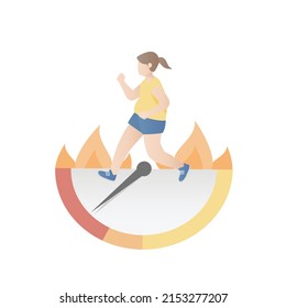 Calories exercise calculate to lose weight,fat woman in sport wear Fitness and running,Calories burned routine activity,Healthy Lifestyle,Vector illustration.