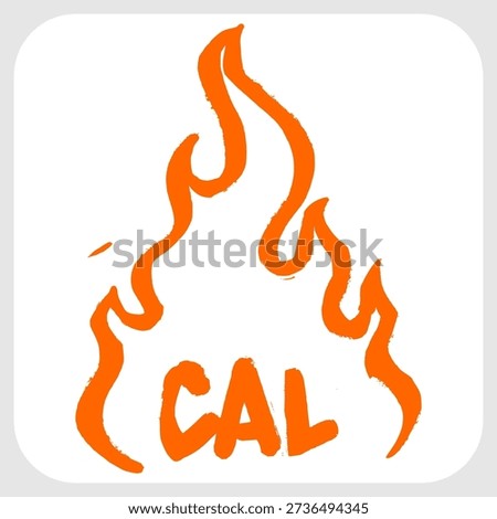 Calories fire icon in hand drawn sketch style. Minimalist flame doodle for fitness tracking, fat burn, metabolism, and healthy lifestyle design. High quality vector illustration.