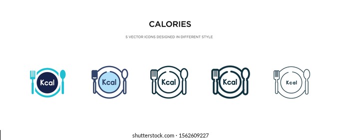 calories icon in different style vector illustration. two colored and black calories vector icons designed in filled, outline, line and stroke style can be used for web, mobile, ui