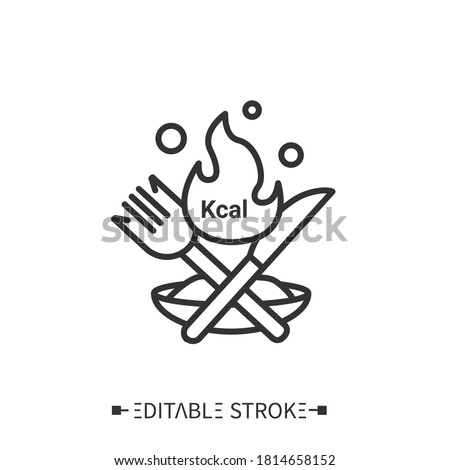 Calories line icon. Energy value. Burning calories. Diet. Calorie count. Nutrition facts.Healthy, balanced nutrition concept. Isolated vector illustrations.Editable stroke