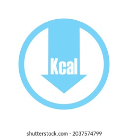 Calories reduction icon. Low kilocalories graphics sign. Kcal reduction isolated symbol on white background. Symbol of healthy nutrition. Vector illustration