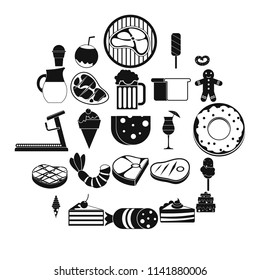 Calory icons set. Simple set of 25 calory vector icons for web isolated on white background