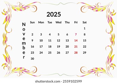 calrnder for 2025 year design template