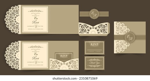 Calssic Laser Cut Wedding Invitation Teamplate