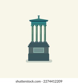 Calton Hill in Edinburgh, Scotland. Flat style illustration. 