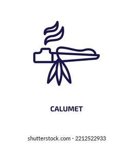 calumet icon from culture collection. Thin linear calumet, feather, american outline icon isolated on white background. Line vector calumet sign, symbol for web and mobile