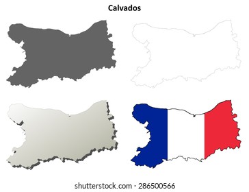Calvados (Lower Normandy) outline map set