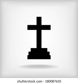 Calvary cross icon in gray background