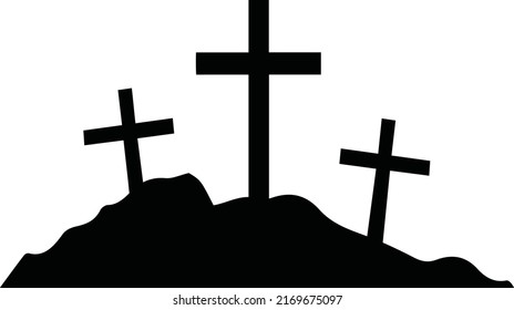 Calvary Cross Sculpture Christian Symbol Cross on Hill