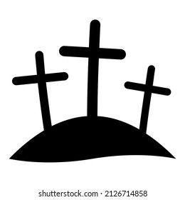 Calvary crosses, sign Christianity three crosses on hill