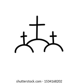 calvary (Golgotha) doodle icon, vector illustration