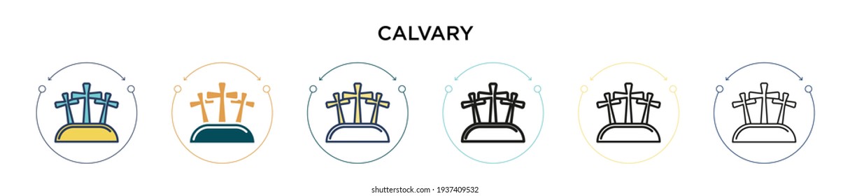 Calvary icon in filled, thin line, outline and stroke style. Vector illustration of two colored and black calvary vector icons designs can be used for mobile, ui, web