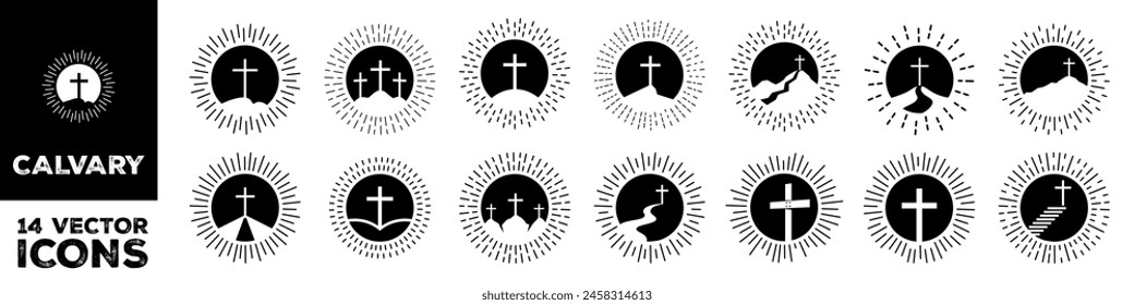 Calvary icon. Calvary icon set. Silhouette logo.