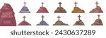 Calvary mountain icon set. Cartoon style.