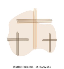 Calvary silhouette. Three crosses. Crucifixion. Resurrection. Crosses of Calvary. Vector illustration