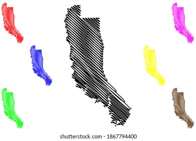 Calvert County, Maryland (U.S. county, United States of America, USA, U.S., US) map vector illustration, scribble sketch Calvert map